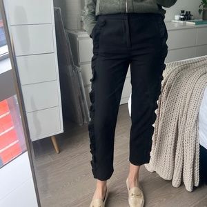Zara trousers, black, ruffle detail, size XS